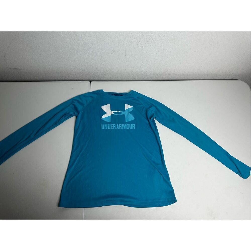 Under Armour Logo Y L Long Sleeve Loose Electric Blue Shirt